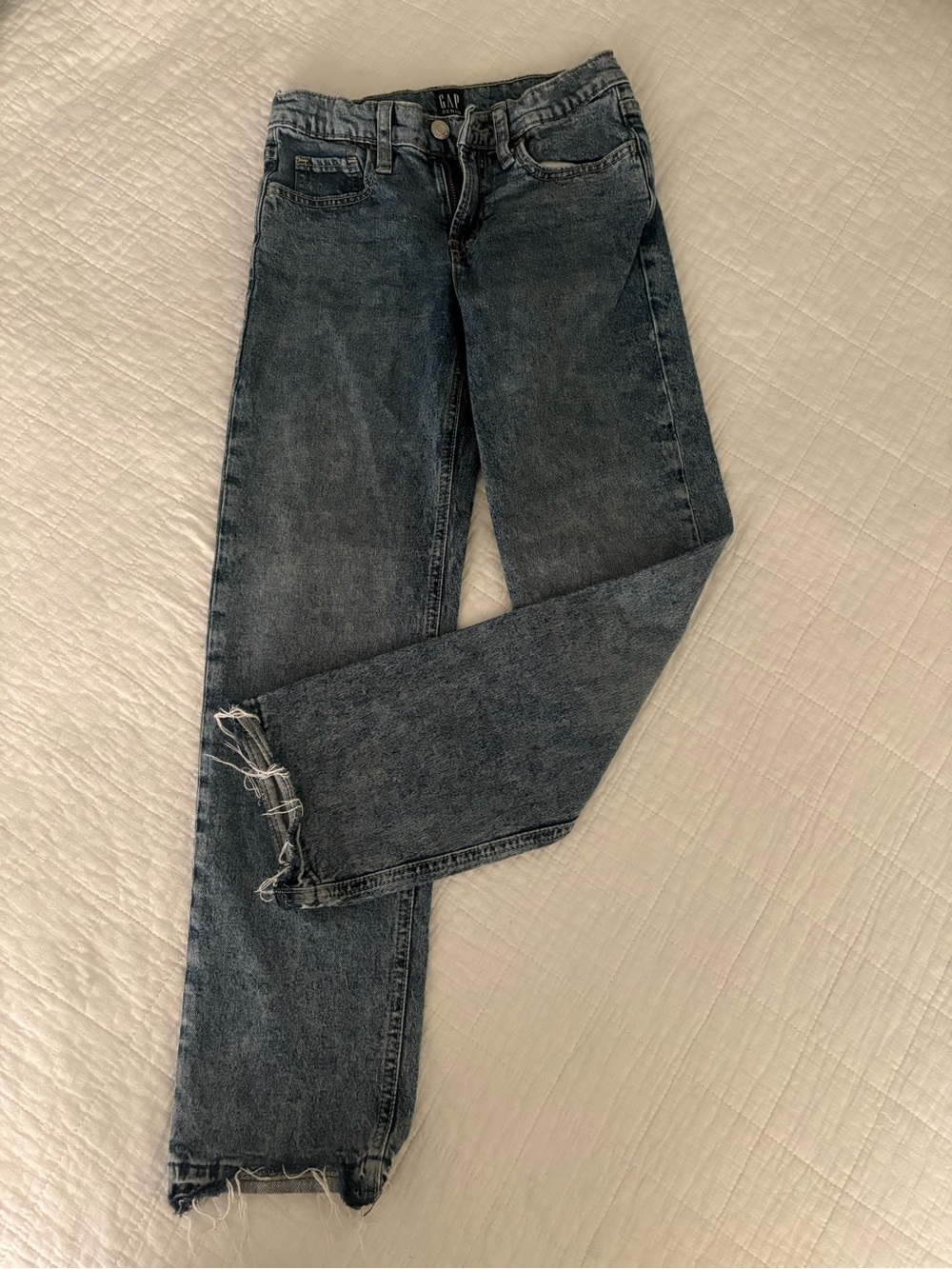 GAP Vintage look Dark Blue Girls Straight-Leg Jeans with Frayed Hems